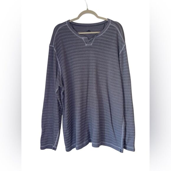 Tommy Bahama Striped Men's Reversible Long Sleeve Shirt XLT Split Neck - Picture 2 of 8